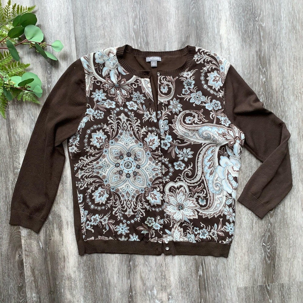 Ann Taylor Diamond-Buttoned Silk Sweater/Cardigan